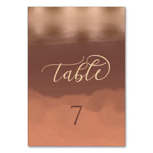 バラ金ゴールド箔シナモンカンタローペ水彩 テーブルナンバー (正面)
