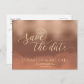 バラ金ゴールド箔シナモンカンタローペ水彩 案内ポストカード (正面/裏面)