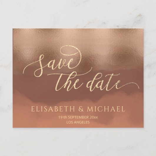 バラ金ゴールド箔シナモンカンタローペ水彩 案内ポストカード (正面)