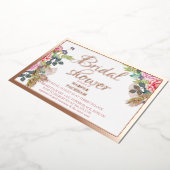 バラ金ゴールド箔フローラブライダルシャワー 箔招待状 (回転した状態)