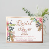 バラ金ゴールド箔フローラブライダルシャワー 箔招待状 (立ち正面)