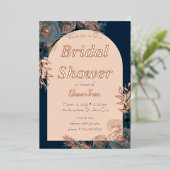 バラ金ゴールド箔ブライダルシャワーフローラ招待状 箔招待状 (立ち正面)