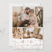 バラ金ゴールド箔ホワイトフォトイニシャル結婚ズ 招待状 (裏面)