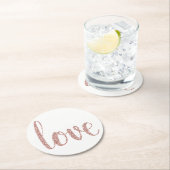 バラ金ゴールド紙コースター、愛、グリッターフォント ラウンドペーパーコースター (インサイチュ)