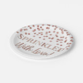 バラ金ゴールド紙吹雪に愛を振りかける ペーパープレート (アングル)