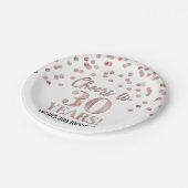 バラ金ゴールド紙吹雪の30年間の誕生日 ペーパープレート (アングル)