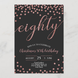 バラ金ゴールド紙吹雪エレガント80誕生日女性 招待状