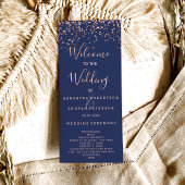 バラ金ゴールド紙吹雪ネイビーブルーウェディングプログラム プログラム