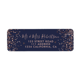 バラ金ゴールド紙吹雪ネイビーブルータイポグラフィ結婚ズ ラベル