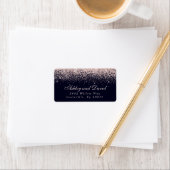 バラ金ゴールド紙吹雪ネイビーブルーモダンアドレス ラベル (インサイチュ)