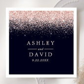 バラ金ゴールド紙吹雪ネイビーブルー結婚モダンズ スタンダードカクテルナプキン