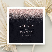 バラ金ゴールド紙吹雪ネイビーブルー結婚モダンズ スタンダードカクテルナプキン