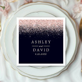 バラ金ゴールド紙吹雪ネイビーブルー結婚モダンズ スタンダードカクテルナプキン