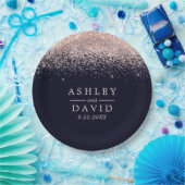 バラ金ゴールド紙吹雪ネイビーブルー結婚モダンズ ペーパープレート (パーティー)