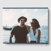 バラ金ゴールド紙吹雪ネイビー青結婚写真 ゲストブック (裏面)