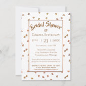 バラ金ゴールド紙吹雪ハートモダンブライダルシャワー 招待状 (正面)