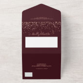 バラ金ゴールド紙吹雪バーガン結婚ディースクリプト オールインワン招待状 (外側)