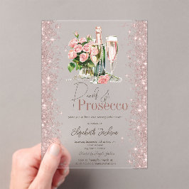 バラ金ゴールド紙吹雪パールスプロセッコブライダルシャワー アクリル招待状