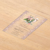 バラ金ゴールド紙吹雪パールスプロセッコブライダルシャワー アクリル招待状 (レイダウン)