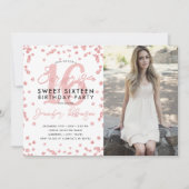 バラ金ゴールド紙吹雪フォトサプライズSweet 16 招待状 (正面)