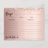 バラ金ゴールド紙吹雪ブライダルシャワーレシピカード (正面)