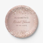 バラ金ゴールド紙吹雪ブライダルシャワー ペーパープレート (正面)