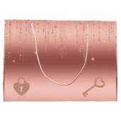 バラ金ゴールド紙吹雪ブライダルシャワー ラージペーパーバッグ (裏面)