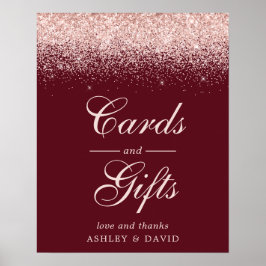 バラ金ゴールド紙吹雪ブルゴーニュシックなカードとギフト ポスター