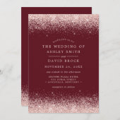 バラ金ゴールド紙吹雪ブルゴーニュ結婚式招待状 招待状 (正面/裏面)