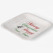 バラ金ゴールド紙吹雪メリークリスマスハッピーニューイヤー ペーパープレート (傾斜あり)