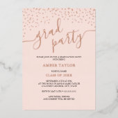 バラ金ゴールド紙吹雪写真卒業パーティー 箔招待状 (正面)