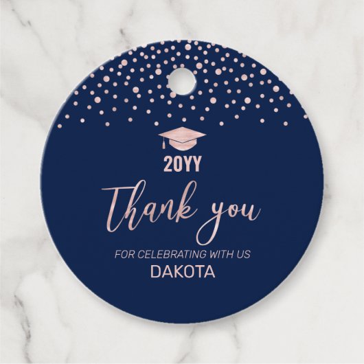 バラ金ゴールド紙吹雪卒業パーティーありがとう フェイバータグ (正面)