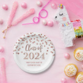 バラ金ゴールド紙吹雪卒業2024 ペーパープレート (パーティー)