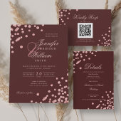 バラ金ゴールド紙吹雪結婚ズ詳細ブルゴーニュ赤 エンクロージャーカード