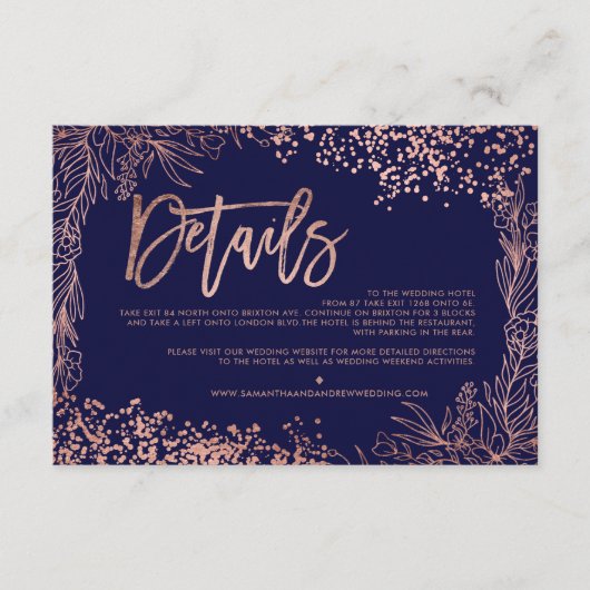 バラ金ゴールド紙吹雪結婚フローラ方向 エンクロージャーカード (正面)