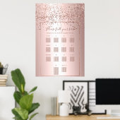 バラ金ゴールド紙吹雪結婚金属座席表 ポスター (ホームオフィス)