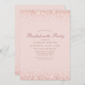 バラ金ゴールド紙吹雪赤面ピンクモダンバチェロレッテ 招待状 (正面/裏面)