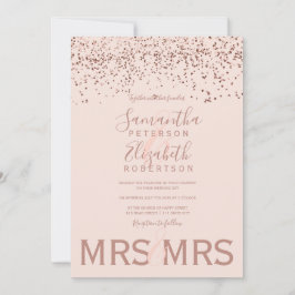 バラ金ゴールド紙吹雪赤面ピンク結婚レズ 招待状