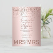 バラ金ゴールド紙吹雪金属箔レズ結婚ビアン 招待状 (スタンド正面)