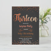 バラ金ゴールド紙吹雪13th誕生日の招待状 招待状 (スタンド正面)