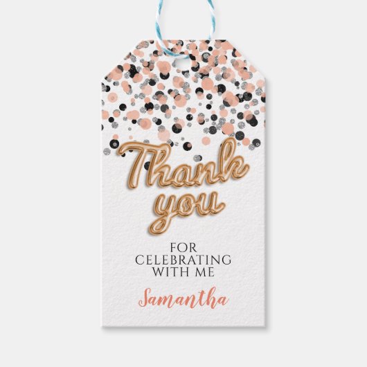 バラ金ゴールド紙吹雪 ギフトタグ (正面)