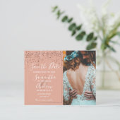 バラ金ゴールド紙吹雪coral日付写真を保存 ポストカード (スタンド正面)