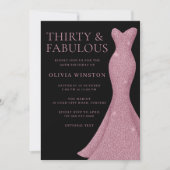 バラ金ゴールド素晴らしいブラック女性30th誕生日 招待状 (正面)