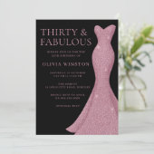 バラ金ゴールド素晴らしいブラック女性30th誕生日 招待状 (スタンド正面)
