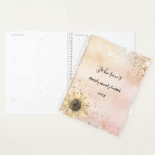 バラ金ゴールド素朴なヒマワリ家族食 プランナー手帳 (ディスプレー)