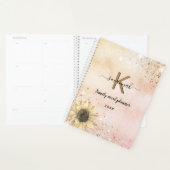 バラ金ゴールド素朴なヒマワリ家族食 プランナー手帳 (ディスプレー)