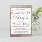 バラ金ゴールド素朴ウッドキンセアニェラお祝い 招待状 (スタンド正面)