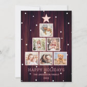 バラ金ゴールド素朴カントリーウッドクリスマスフォトツリー シーズンカード (正面)