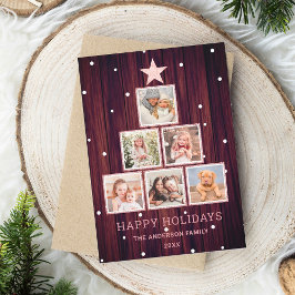 バラ金ゴールド素朴カントリーウッドクリスマスフォトツリー シーズンカード