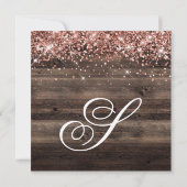 バラ金ゴールド素朴グリッターウッド40th誕生日 招待状 (裏面)